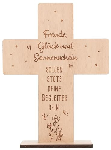 Spruchreif | Holzkreuz mit Gravur | Holzaufsteller Kreuz | Geschenke aus Holz | Christliche Geschenk | Geschenk Konfirmation | Kommunion | Taufe | Firmung
