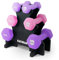 Kayman Neoprene Dumbbell Set with Stand - 6 Piece, 1kg 2kg 3kg Weights - Hex Anti-Roll Design, Soft Grip, Home Workout Equipment, Compact Storage, Cast Iron, Easy to Use (Pink)…