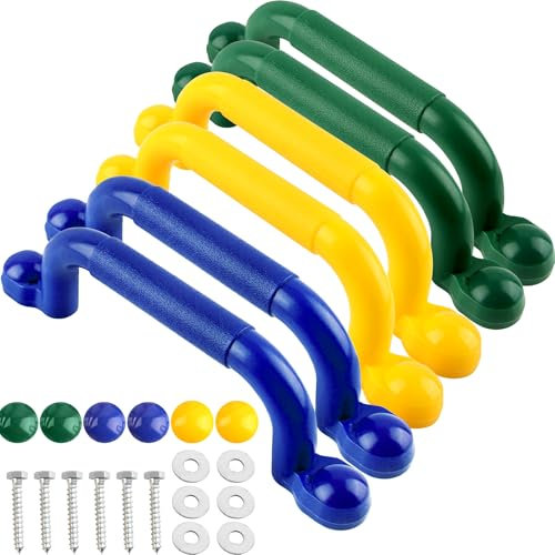 6 Pcs Playground Safety Handles Plastic Swingset Handle Outdoor Playset Grab Handles for Kids Boys Girls Swing Set Treehouse (Color Set 1)