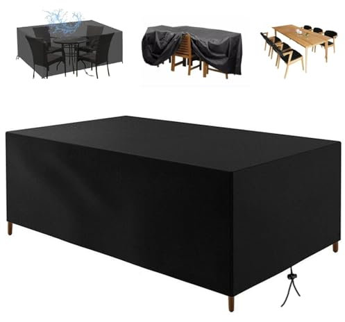 Housse De Protection Salon De Jardin 235x115x75cm - Bâche Imperméable Extérieur 420D Anti-UV Pour Table - Noir