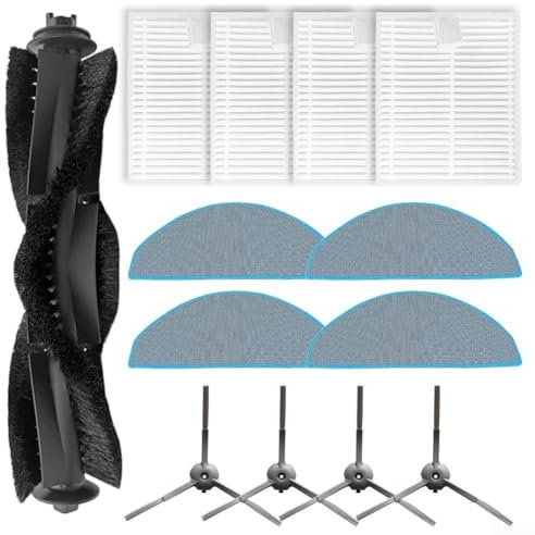 Eawfgtuw Roboter-Staubsauger-Zubehör-Set mit Hauptbürste, Seitenbürsten, Filtern, Wischtüchern, Ersatzfilter-Kit, Hauptbürstenersatz, Vakuum-Wartungsset(A)