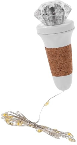 USB Korklampe mit Diamantkopf, LED Lichterkette für Flaschen, Event | Warmweißes Licht, USB Laden und 0,1w Verbrauch, für Glasvasen und Transparente Weinflaschen