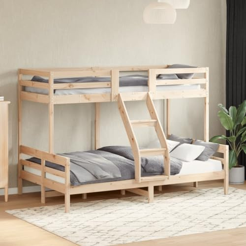Owoxanthellate Hochbett Massiv Kiefer 207 x 125,5 x 145 cm Zwei getrennte Liegeflächen 80x200 & 120x200 cm platzsparendes Design für Kinder Jugend und Gästezimmer