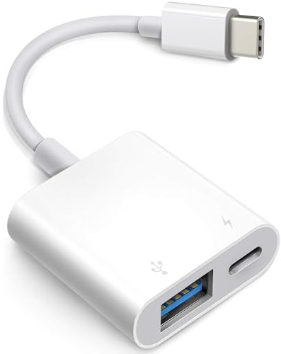 Adattatore Apple da USB-C a USB per iPhone 15 16 17, cavo OTG USB 3.0 certificato MFi con porta di ricarica da 60 W per iPad MacBook Air Pro a fotocamera, chiavetta USB, disco rigido SSD, mouse, MIDI