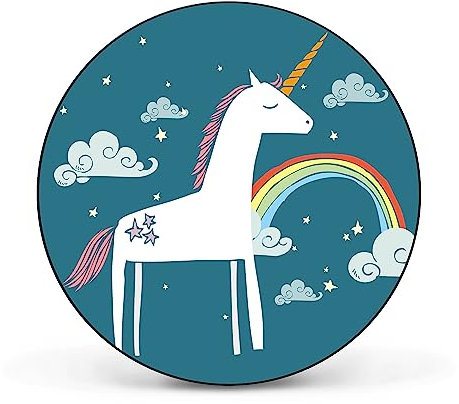 banjado® Design Magnettafel rund Größe Ø 47cm mit Motiv Einhorn - magnetische Pinnwand/Magnettafel aus Metall/Memoboard für Küche, Büro & Kinderzimmer mit Magneten & Montageset