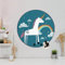 banjado® Design Magnettafel rund Größe Ø 47cm mit Motiv Einhorn - magnetische Pinnwand/Magnettafel aus Metall/Memoboard für Küche, Büro & Kinderzimmer mit Magneten & Montageset