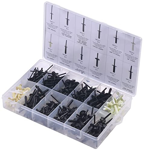 SW-Stahl S8016 Kunststoffnieten Sortiment - 235-tlg. Spreiznieten Set | Universal Befestigungsclips für KFZ, 235-teilig, passend für VW, Ford, BMW, GM, Chrysler, inkl. Sortimentskasten