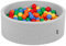 KiddyMoon Bällebad 90X30cm/300 Bälle ∅ 7Cm Bällepool Mit Bunten Bällen Für Babys Kinder Rund, Hellgrau:Gelb/Grün/Blau/Rot/Orange