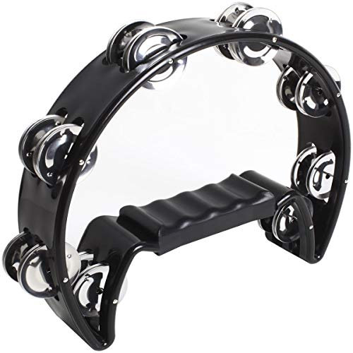 iGadgitz Xtra U6994 - Halbmond Hand Tamburin Doppelter Cutaway schellenkranz - Musiker, Sänger, Musikunterricht, Bands - schwarz