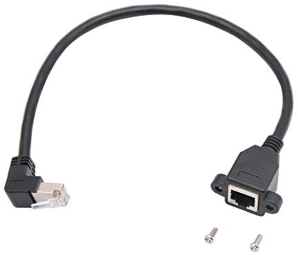 zdyCGTime Cat6e 90° angle RJ45 male to female installation screw board network extension cable,Suitable for routers, printers, switch boxes, network media players and other equipment.(30cm/1 Pack)