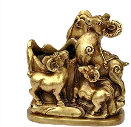 Yunhao8 Pure Copper Ornaments Three Rams Bring Bliss statue