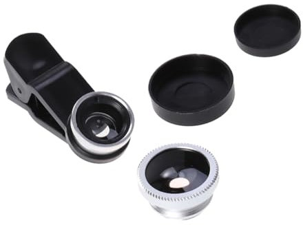 Hemobllo Phone Camera Lens - 3 in 1 Phone Camera Lens Kit 0.67X Wide Angle Lens Macro Lens 180 Degree Fisheye Lens Universal Clip On Phone Lens Kit for Most Smartphones (Silver)