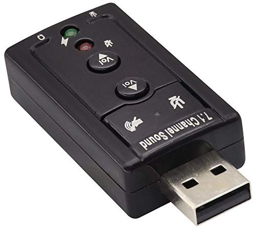 zdyCGTime USB 2.0 Virtual7.1-Kanal-Stereo-Audioadapter Externe Soundkarte,mit 3,5-mm-Audio- und Mikrofonanschlüssen, internem Verstärker und Lautstärkeregler.Plug and Play.(Schwarz).