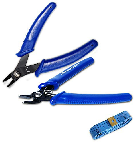 SPEEDWOX Bead Crimping Pliers Flush Cut Wire Cutters Soft Tape Measure Double Scale for Jewelry Making Tool Beading Pliers Kit DIY Hobby Craft