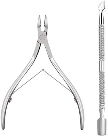 Cuticle Nipper and Pusher, Dead Skin Remover Set, Stainless Steel Cuticle Pusher Trimmer Clipper, Nail Manicure Tool