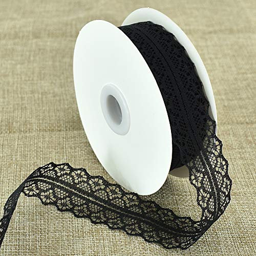TONIFUL Spitzenband, schwarz, 3 cm breit, Vintage-Muster, Rolle Bänder, 23 m für Geschenkverpackung, Valentinstag, Blumen, Basteln, Nähen, Hochzeit, Geburtstag, Dekorationen