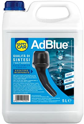HappyCar - Adblue 5L per Motori Diesel, Additivo di Sintesi, Gas di Scarico, con Tubo di Riempimento, ISO 22241, Made in Italy