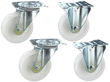 Rollentechnik PP Rollentechnik Lenkrolle Rollentechnik Bockrolle Ø108mm Container Rollen Rollcontainer Rollbehälter Rollwagen (Satz, 2x Lenk- & 2x Rollentechnik Bockrolle)