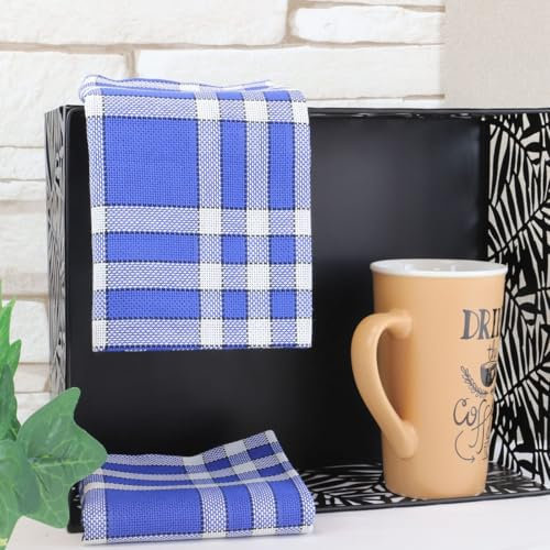 Lot de Serviettes de Table Carreaux Vichy Normand Bleu Nelly