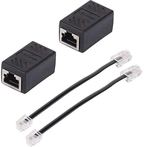Divisor Ethernet RJ45, cable divisor de red RJ45, adaptador RJ45 hembra a RJ11 macho para extensor de cable Ethernet, paquete de 2 cables divisores RJ45 negros RJ11