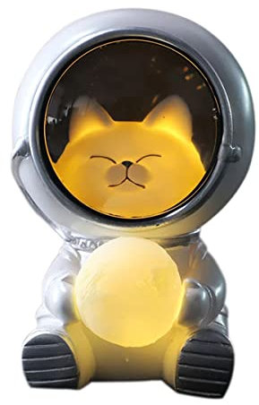 LUCKKY Astronaut LED Night Lights,Sternenhimmel Astronaut Erde Nachtlicht,LED Nachtlicht Dekoration Schlafzimmer Lampe,Astronaut Nachtlicht Spaceman,Tier Atmosphäre Harz Nachtlicht,Tischlampe (Katze)