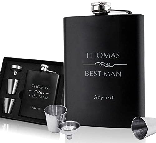 Personalised Hip Flask Custom Engraved Hip Flasks for Men 6oz Stainless Steel Flask for Best Man Usher Groomsmen Groom Father of The Bride Gift for Wedding Christmas Special Occasion (Design 2)