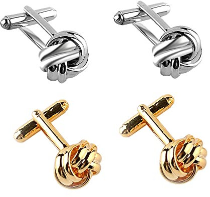 ZAHD 2 Paar Personalisierte Knoten Männer Manschettenknöpfe Knoten Manschettenknöpfe Einzigartig Geschenk Klassisch Knoten Manschettenknöpfe für Festival Geburtstag Weihnachten Geschenk Tanzparty