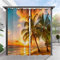SK Studio 2 Stück Outdoor Vorhang Wetterfest Wasserdicht Sichtschutz Sonnenschutz Vorhang mit Strand-Ozean-Druckmuster für Balkon Terrasse Veranda Pergola Gartenlaube Stil 1, 264x183cm