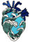 Urbanski Patch Meer Ozean Welle blaues anatomisches Herz zum Aufbügeln 10 x 7 cm | Aufnäher Applikation Bügelbild