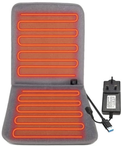 Cuscino riscaldato USB per sedia da ufficio, grande area riscaldata, cuscino riscaldato per terapia, cuscino riscaldante per schiena, lombare, coscia con 3 livelli di temperatura, 45.5x85.5 cm
