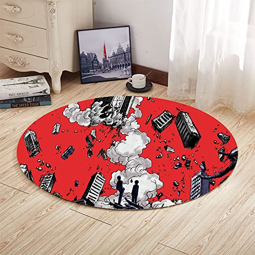Mob Psycho 100 Anime Teppich Rund Teppich 3D Teppich Rutschfester Teppich für Zuhause Schlafzimmer Wohnzimmer