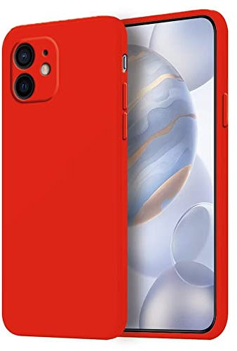 HONLEN Coque pour iPhone 12 Mini Protection Étui, (5.4 inches) Liquide TPU Silicone Case Anti Rayures Ultra Mince Souple Cover en Silicone Rouge de Chine