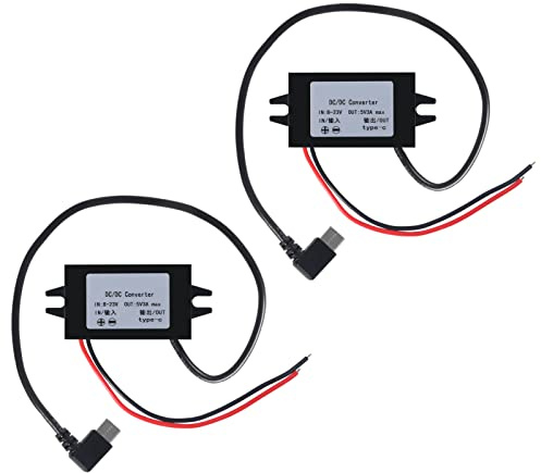 2pcs DC 12V to 5V USB C Buck Converter 3A 15W Type-C Right Angle Step-Down Converter Voltage Regulator Car Power Converter Adapter Waterproof