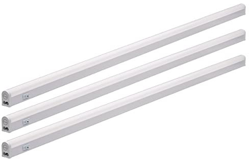 Oktaplex lighting Conjunto de 3 luces LED para montaje bajo gabinete 18W 1620lm Blanco cálido 3000K, barra de luz LED para cocina con interruptor expandible | Longitud: 114 cm