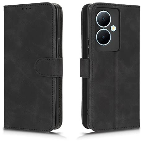 WBWONE Hülle für VIVO V29 Lite 5G, TPU/PU Premium Handyhülle [Standfunktion] [Magnetverschluss] [Kartenfächer] Schutzhülle Lederhülle Handytasche - Schwarz