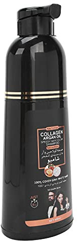 400ml Schwarzes Haar Shampoo, Kollagen Arganöl Haarfärbemittel Shampoo Instant Black Hair Shampoo Haarfarbe zum Abdecken von grauem weißem Haar für alle Haartypen und -farben