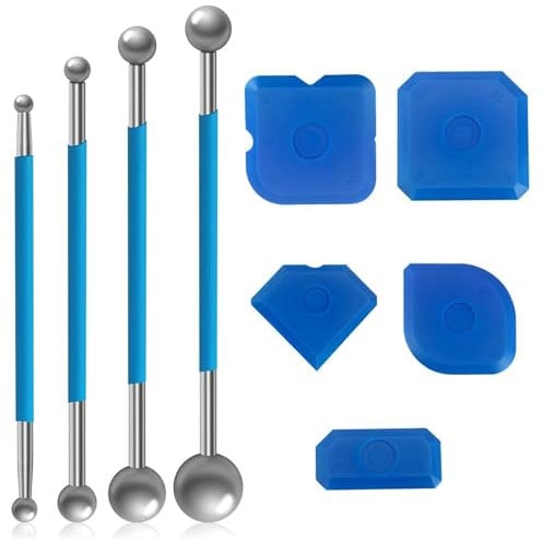 9 Piezas Kit de Raspador de Herramientas, Removedor de Silicona, Escurridor de Silicona, Kit de Raspador de Herramientas de Silicona Profesional, para Baño, Cocina, Habitación