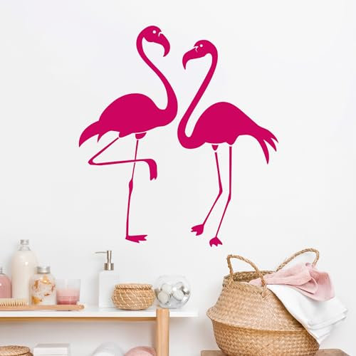 GRAZDesign Wandtattoo Zwei Flamingo einfarbig - Wandaufkleber Wohnzimmer Kinderzimmer Partyraum - selbstklebend - 63x57cm / weiss