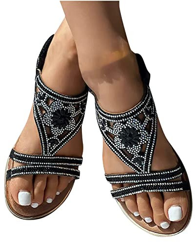 Susenstone Sandales Femmes Été Confortables Orthopédique Tongs Sandales De Marche Nu-pieds Mules Sandales flip flop Plateforme Mode Antidérapantes Respirantes Chaussures Faux Cuir Femmes Sandales