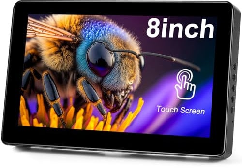 Portable Monitor Touchscreen 8 Inch HD 800 * 480P HDMI USB-C Mini Small Portable Monitor Display for Laptop/PC/Raspberry Pi/Switch/Ps4/5/Computer, Built-in Speaker