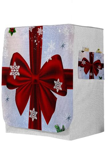Highdi 3D Waschmaschinenabdeckung, Staubdicht Sonnenschutz für Frontlader Waschmaschine Staubdichte Staubdichte Abdeckung Waschmaschine (Xmas 2,L-Kapazität 10.5~12kg)