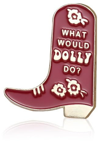 What Would Dolly Do Enamel Pin Badge, Red Boot Brooch Enamel Pin Badges, Versatile Accessory for Bags, Perfect Novelty Brooch for Country Music Lovers & Women