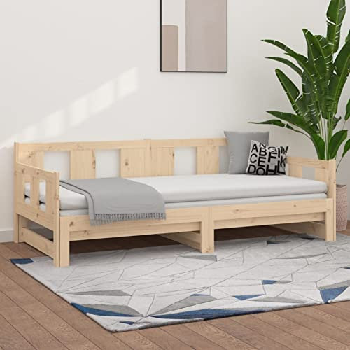 Sufrk Tagesbett Ausziehbar Massivholz Kiefer 2X(80x200) cm Tagesbett Ausziehbar Schrankbett Mit Sofa Daybed Ausziehsofa Bettgestell 820287