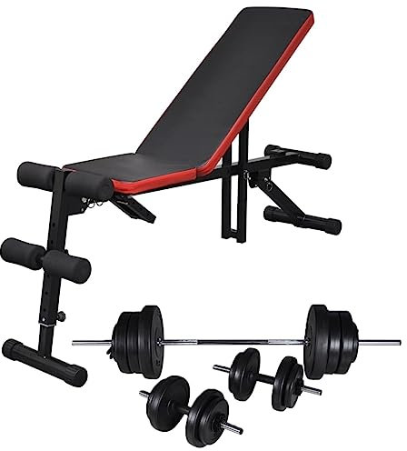 Übung & Fitness Verstellbare Sit-Up Bank mit Langhantel und Kurzhantel-Set 60,5 kg Gewichtheben