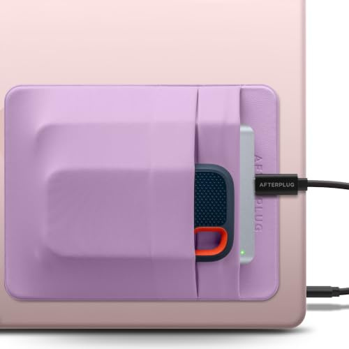 Afterplug 2-Fächer SSD- & Festplattenhalterung für Laptop, mit 3M-Kleber | Selbstklebende Tasche für externe 2,5-Zoll-HDDs & SSDs | 15 x 12 cm | Separates Kabelfach | Mit integrierter Sicherungslasche