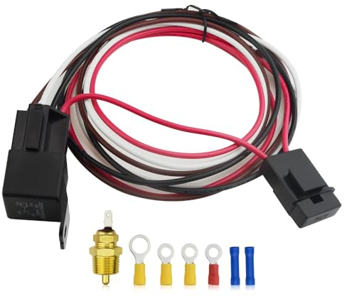 BGTXINGI Electric Fan Sensor Switch 4 Pin 40 AMP Electric Fan Relay Wiring Kit Temperature Sensor Switch 185 On 175 Off Electric Cooling Fan Thermostat Kit