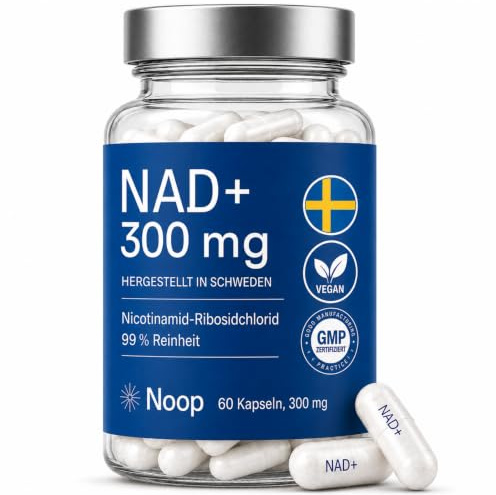 NAD Plus Kapseln 300 mg, NAD+ Supplement, vegan, laborgeprüft, 60 Stück | 300 mg pro Kapsel, 60 vegane Kapseln, NAD+ Nahrungsergänzung, laborgeprüft, hergestellt in Schweden