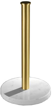 Porte-rouleau de papier essuie-tout debout - Support de rouleau de papier essuie-tout - Support de rouleau de papier à enrouler - Support de rangement - Base en marbre lourd et aluminium brossé doré
