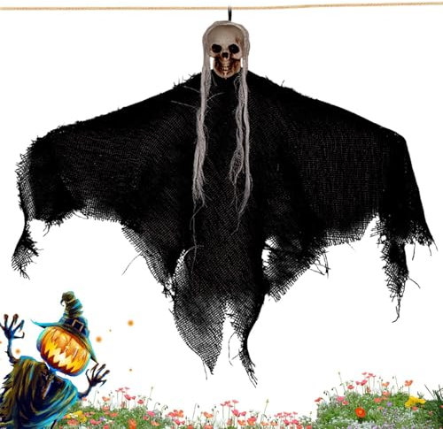 Fantasma Mietitore di Halloween,Decorazioni Mietitore di Halloween - Decorazioni per fantasmi di Halloween fuori - Spettrali fantasmi scheletrici di Halloween, decorazioni spaventose per porta di Hall