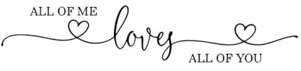 Wandaufkleber mit Zitat „All of me loves All of You“ für Hochzeit, Familie, Liebe, Schlafzimmer, Wohnzimmer, Vinyl-L-22x114cm-Black